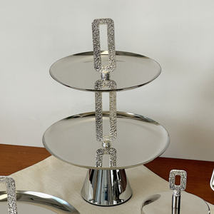 Plateau <span class=keywords><strong>à</strong></span> fruits moderne de luxe en acier inoxydable argenté Offres Spéciales écologique pour chocolat gâteau aux fruits secs Dessert placage de <span class=keywords><strong>pain</strong></span> - Product Image 1