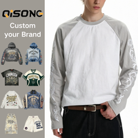 T-shirt à manches longues raglan, chemise raglan bicolore, manches raglan contrastées, logo imprimé, fabricants de logos personnalisés