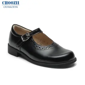 Choozii定制制服黑色校鞋青少年带扣带玛丽·简女生校鞋