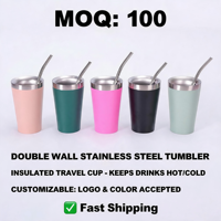 Mug de voiture en acier inoxydable 304 avec paille et cuillère, 5 oz, isolation thermique 6-12 heures, mini mug à bière portable pour couple en voyage