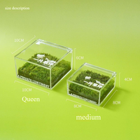 Mini Maceta de Musgo Acrílico Verde Hecha a Mano para Escritorio, Planta en Maceta Creativa para Oficina, Micro-Paisaje Curativo, Regalo Novedoso para Mesa de Jardín