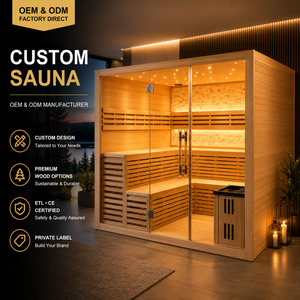 HG Custom 4-6 Person Indoor Room Canadian Hemlock <b>Red</b> Cedar Wooden Dry with Heater for Home Spa Hotel - Product Image 1