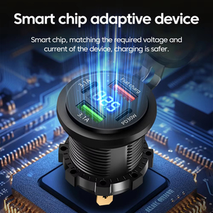 شاحن سيارة ثنائي PD30W مزدوج QC USB نوع C سريع مقاوم للماء لهاتف سيارة 12 فولت/24 فولت - Product Image 5