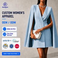 Robe longue trapèze personnalisée pour femme, col en V, manches cape, taille haute, en polyester, OEM ODM, pour l'été, les fêtes, le bureau, élégante