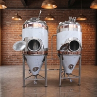 Fermenteur conique en acier inoxydable de 200 L, à double enveloppe glycolée, avec trappe supérieure et latérale pour la fabrication de spiritueux