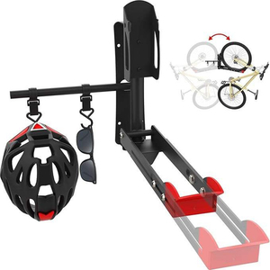 Ajustable 180° °   Support <span class=keywords><strong>mural</strong></span> rotatif pour <span class=keywords><strong>vélo</strong></span>, support télescopique pour le rangement des vélos, support d'intérieur pour économiser de l'espace avec crochets - Product Image 4