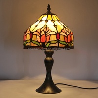 Lampe de table LongHuiJing de 8 pouces, style tulipe en verre teinté européen, lampe en verre teinté