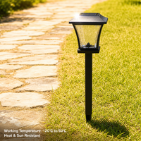 Lampes solaires LED d'extérieur pour allées, 14 lumens, 3000K, blanc chaud, avec abat-jour en verre ondulé