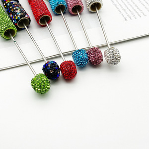 New Black Ink Rhinestone Pen <strong>Plastic</strong> Beaded Pen Ballpoint Pens DIY Jewelry <strong>Beads</strong> Gifts School Office Writing Signature Pen - Product Image 2