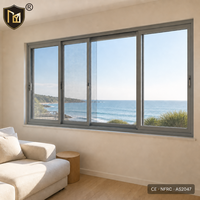 JUNYAO Doppelverglastes Horizontales Schiebefenster aus Aluminiumlegierung PA66 mit Thermischer Trennung, Schalldicht, Energieeffizient, Premium NFRC AS2047