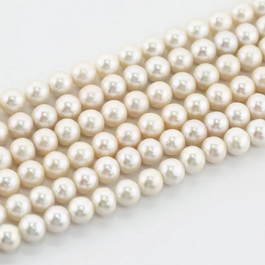 11-12mm white edison nucleated round real genuine freshwater fresh water pearl bead strand strings