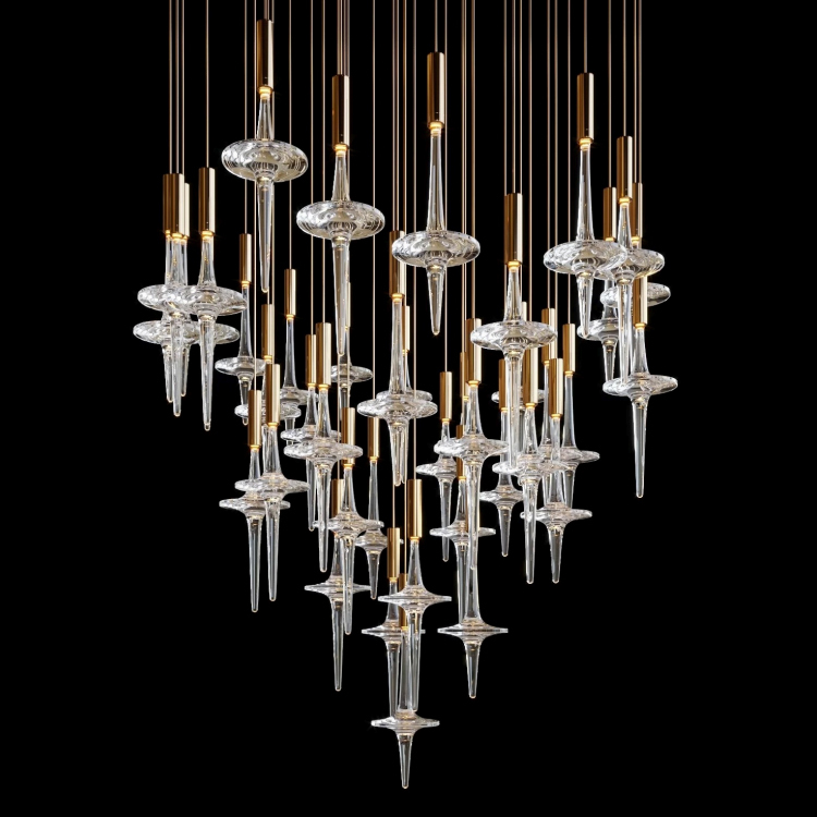 New Design Indoor Decoration Shop Villa Hall Hanging Lighting Modern LED Pendant Chandelier Lamp Glass Pendant Lights