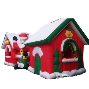 Casa de Navidad inflable de tienda gigante para decoración de vacaciones al aire libre Gruta festiva de Santa y exhibición de eventos Casa inflable de Santa - Product Image 1