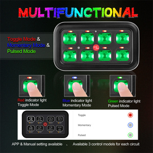 12V 24V Universal Fitment 8 Gangs Rgb Control de aplicación retroiluminado Programable Offroad LED Lighting Switchboard - Product Image 3