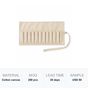 Estuche para Lápices Enrollable de Lona con Cierre de Lazo, Bolsa para Artículos de Papelería con Logotipo Personalizado, Regalo Corporativo al por Mayor - Product Image 6