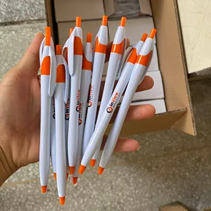 अनुकूलित नए ब्रांड सस्ते प्लास्टिक पेन कस्टम बॉलपॉइंट पेन कस्टम बॉलपॉइंट पेन कस्टम नारंगी लोगो पेन