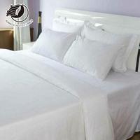 Parure de lit de luxe pour hôtel 5 étoiles, tissée en polyester/coton, 300 fils/cm², qualité A, personnalisable, toutes saisons, blanche