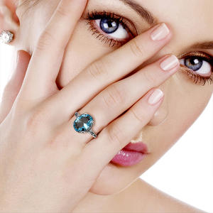 Gotico retrò donna acquamarina anello 925 Sterling Silver promessa di nozze mamma moglie regalo di natale anello di pietre preziose blu gioielleria raffinata - Product Image 5