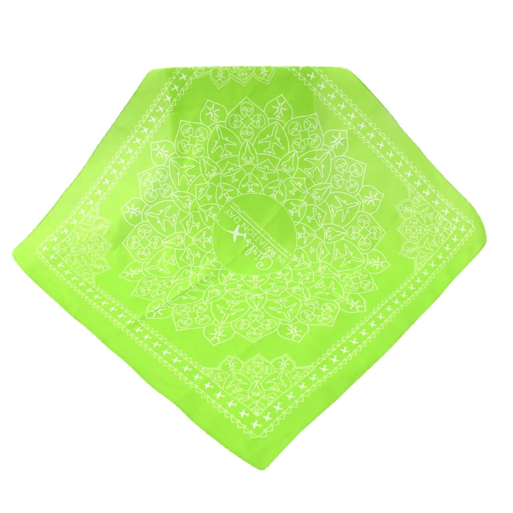 2312 All cotton silk mesh printing plus logo scarf custom handkerchief fruit green aircraft source manufacturer square