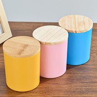 Pot en verre pour bougies parfumées, pots ou coupelles en verre givré avec couvercles assortis