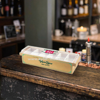 Plateau à condiments en bois pour les restaurants, 6 compartiments