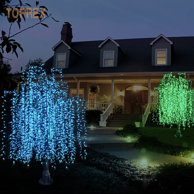 Outdoor holiday street decor led lighted willow christmas willow tree green white