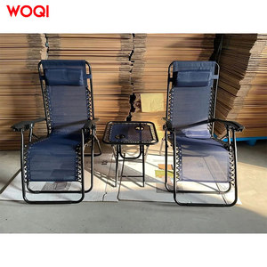 Chaise de camping pliable Woqi, structure en acier, hauteur réglable, chaise de jardin noire L112xH92xW50cm - Product Image 2