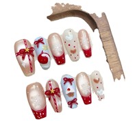 Faux ongles français réutilisables à presser, motif ciel étoilé transparent de Noël, 5,0 cm de longueur, forme carrée/en C/en tube