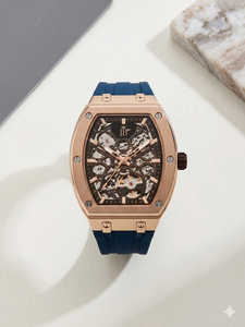 Montre mécanique automatique de luxe pour homme, boîtier en acier inoxydable, mouvement squelette à remontage automatique, bracelet en acier inoxydable 24 mm, verre personnalisé - Product Image 2