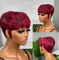 TopEmily cheveux humains pour femmes noires avec frange brésilienne cheveux vierges perruque pas cher fait à la machine courte droite Bob perruque Pixie Cut perruque
