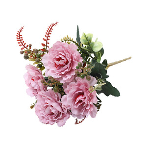 Flores Artificiales de Peonía Lichao, Arreglo en Cesta Rojo Coral, Blanco y Azul, Decoración para Bodas y Hogar, Exhibición Floral Hecha a Mano - Product Image 5