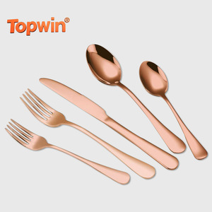 Ensemble de couverts en acier inoxydable doré de luxe en vrac, cuillère à dîner, fourchette et couteau pour mariage, restaurant, hôtel - Product Image 1