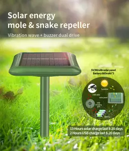 Saijzek.Solar Powered Waterproof IP66 Vole Repellent Vibration Gopher Chase Away Farm Yard Automatic Sonic Mole Repeller