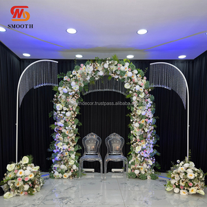 ชุดฉากหลังซุ้มแต่งงานแบบเรียบขาตั้งฉากหลังสี่เหลี่ยมผืนผ้ากรอบสีทอง - Product Image 1