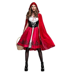 Disfraz de Caperucita Roja para mujer con capa con capucha, estilo cuento de hadas, para Navidad, Halloween, fiesta, cosplay - Product Image 2