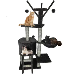 Relipet Factory Directly Provide Durable Multi-Level Wood Sisal Cat Tree House Condo Large Cat Tree