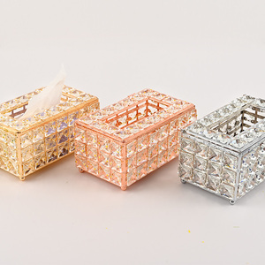 Phong Cách Châu Âu Handmade Vàng Trang Trí Pha Lê Mô Hộp Kim Loại Vàng Pha Lê Bead Mô Hộp Cho Trang Trí Nội Thất - Product Image 3