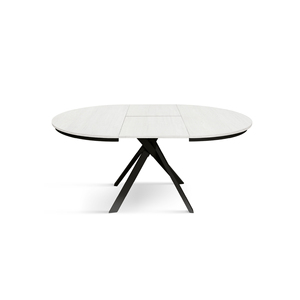 Karem Extendable <b>Round</b> <b>Table</b> 120 To 170 Cm <b>White</b> Ash Melamine Top Iron Base Internal Use - Product Image 4