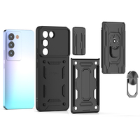 Étui de protection robuste et fin avec support, fente pour cartes et anneau de maintien pour téléphone portable Infinix Hot 50 50i 60 Spark Go 3