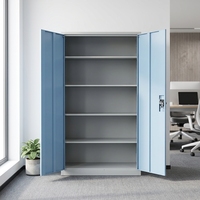 Armoire de Bureau en Acier à 2 Portes Battantes, Meuble de Classement Durable avec 4 Étagères Réglables, Meuble de Rangement en Métal