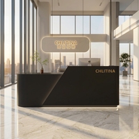 Bureau d'accueil personnalisé Shinestone pour salon de beauté, salon de coiffure, spa, avec logo personnalisé
