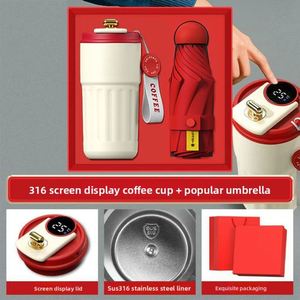 Travel Mug 12oz Stainless Steel Vacuum Insulated Coffee Cup Leak-Proof Tumbler for Hot & Cold Drinks(Smart Red) - Product Image 2
