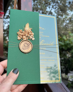 Invitaciones acrílicas transparentes <span class=keywords><strong>personalizadas</strong></span> para bautismo, comunión, eventos sagrados con flores secas y sellado <span class=keywords><strong>de</strong></span> cera - Product Image 2