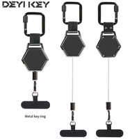 Sangle de téléphone professionnelle portable en acier avec boucle rétractable et porte-clés, étanche, pour la randonnée et les activités de plein air