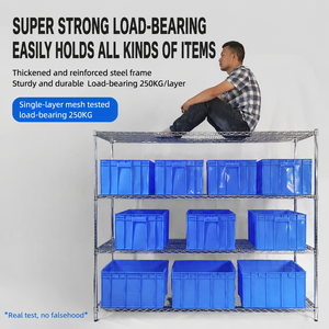 Étagère métallique chromée robuste à 4 niveaux pour stockage en entrepôt – Capacité de 2020 LBS, mobile, empilable, poignée peinte en option - Product Image 6