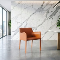 Chaise en métal et cuir de style nordique moderne pour salon, certifiée CE UE, idéale pour hôtel, appartement, villa familiale, confortable et relaxante