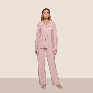 <span class=keywords><strong>Pigiama</strong></span> Joymay personalizzato di alta qualità, 100% <span class=keywords><strong>cotone</strong></span> di bambù, da donna, a maniche lunghe, <span class=keywords><strong>con</strong></span> pantaloni a righe, <span class=keywords><strong>pigiama</strong></span> a due pezzi <span class=keywords><strong>con</strong></span> <span class=keywords><strong>bottoni</strong></span>. - Product Image 4