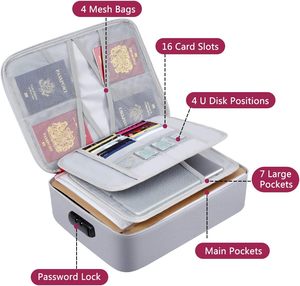 Bolsa de almacenamiento con cerradura portátil multicapa, Juego de bolsas de documentos impermeables e ignífugas para almacenamiento de documentos de pasaportes - Product Image 3