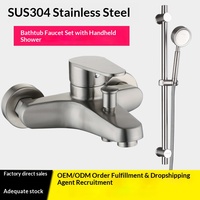 Ensemble de robinetterie de douche murale moderne en acier inoxydable SUS 304 avec mitigeur de baignoire, douchette à main, rail de douche, bec de baignoire et ensemble de douche pluie pour salle de bain