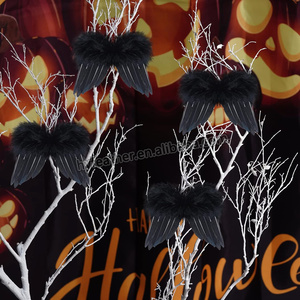 Naturale Mini piuma ali d'angelo per artigianato fai da te bianco appeso albero di natale festa decorazione per la casa ornamenti per bambini decorazioni - Product Image 3